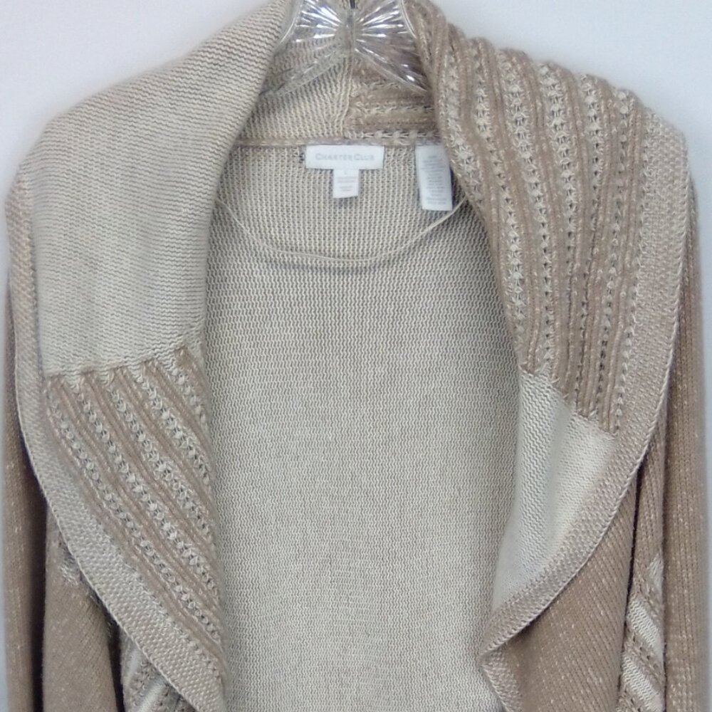 Charter Club Women's Open Knit Long Sleeve Relax Fit Cotton Blend Cardigan Large - Picture 7 of 7